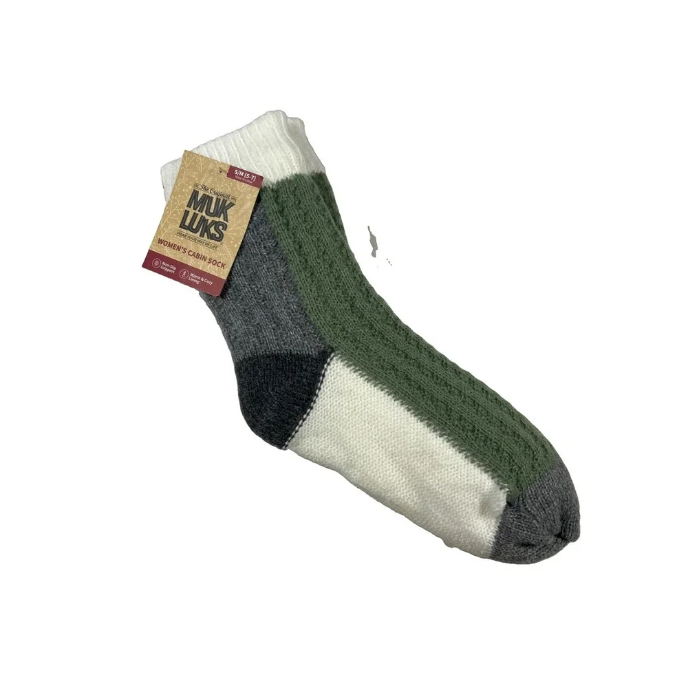 MUK LUKS Women's Grippy Sherpa  Slipper Socks Size Small Camping ⛺️